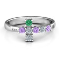 I Believe Side Cross Ring I Believe Side Cross Ring with seven round stones