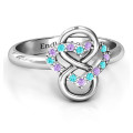 Infinite Love Heart and Infinity Stone Ring Infinite Love ring with a heart and woven infinity knot design with stones
