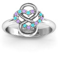Infinite Love Heart and Infinity Stone Ring Infinite Love ring with a heart and woven infinity knot design with stones
