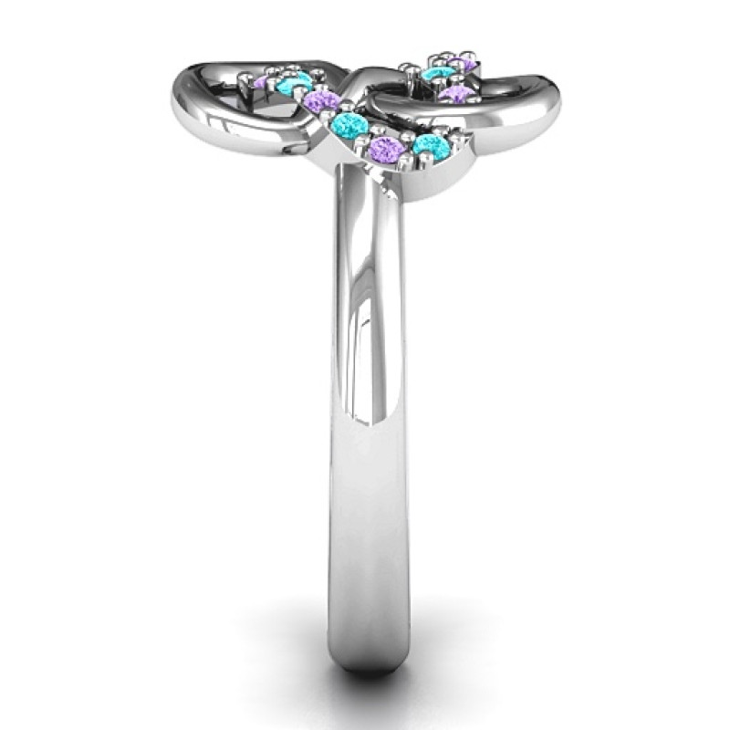 Infinite Love Heart and Infinity Stone Ring Infinite Love ring with a heart and woven infinity knot design with stones