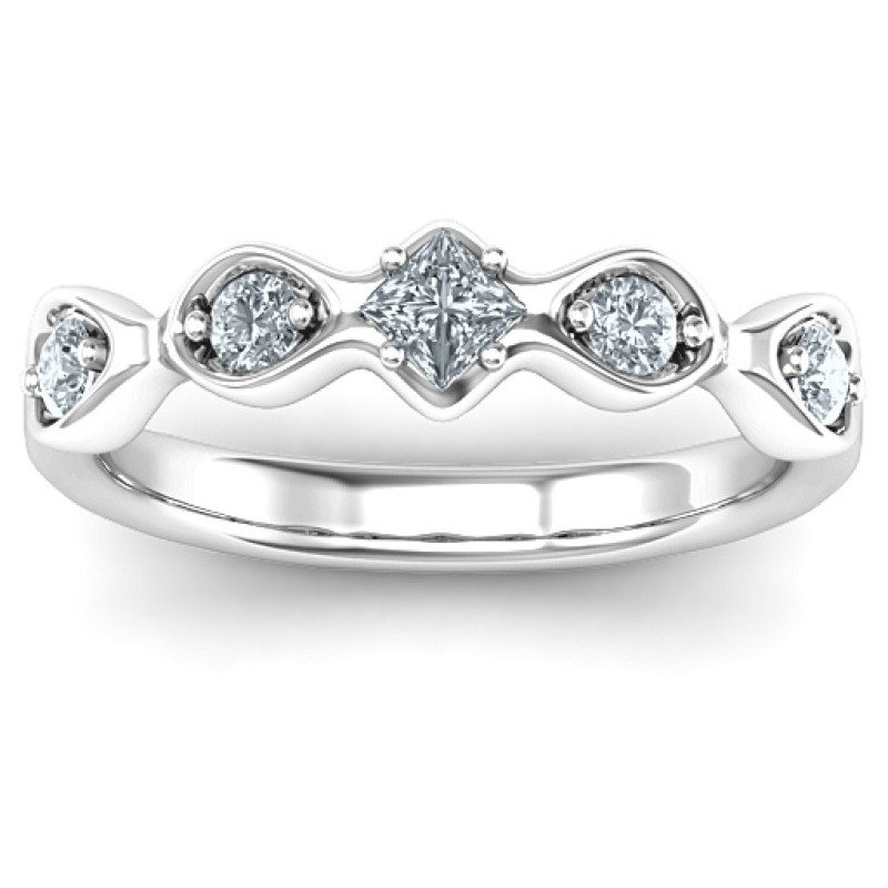 Infinite Wave Princess Cut Centre Stone Ring Infinite Wave ring with princess-cut centre stone and side stones