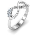 Infinity Ahava Ring with Hebrew Ahava love motif and two round stones