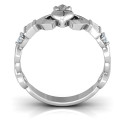 Infinity Claddagh ring with side stones, alternate view