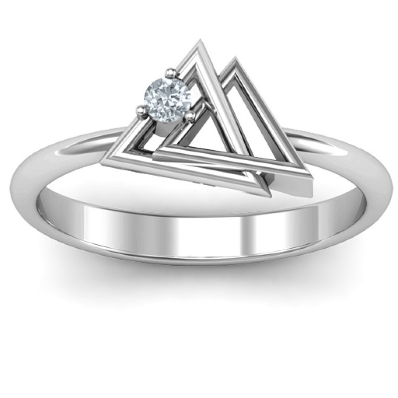 Interlocked Triangle Geometric Ring Interlocked triangle geometric ring with round stone setting