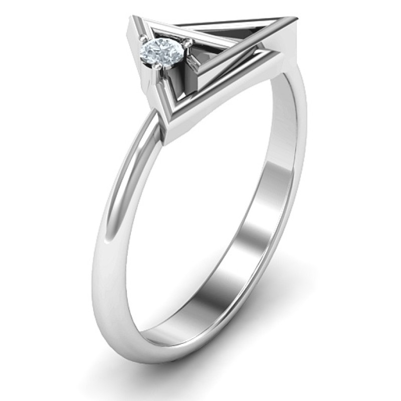 Interlocked Triangle Geometric Ring Interlocked triangle geometric ring with round stone setting
