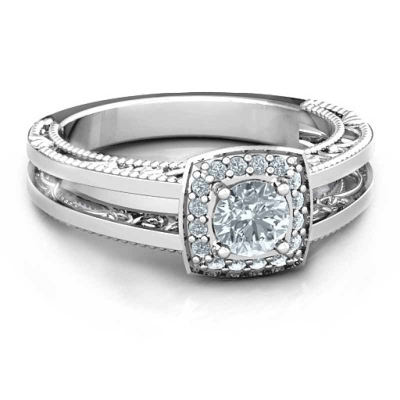 Intricate Love Ring with filigree split-shank design