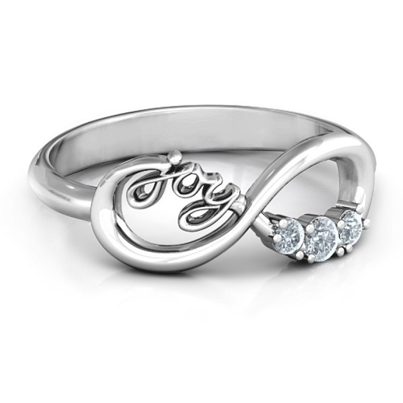 Joy Infinity Ring with 3 Stones Joy Infinity Ring with three stone settings