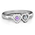 Kissing Hearts Ring with touching heart-shaped settings