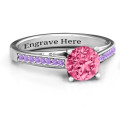 Large round solitaire ring with channel-set accent stones