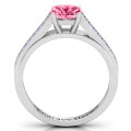 Large round solitaire ring with channel-set accent stones, gallery view