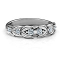 Leaves of Love six stone ring with leafy detailing