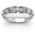 Leaves of Love six stone ring with leafy detailing