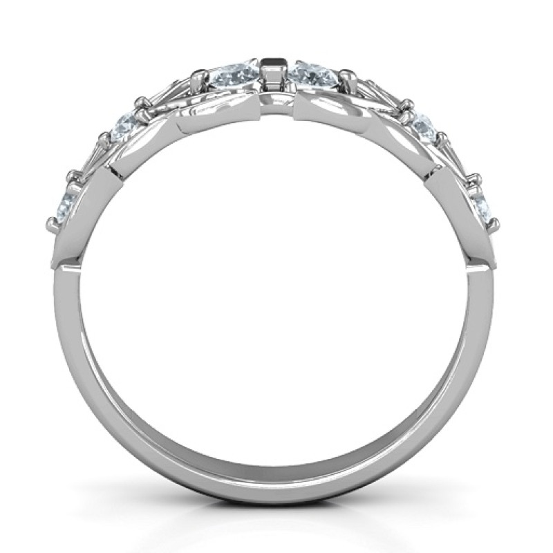 Leaves of Love six stone ring with leafy detailing