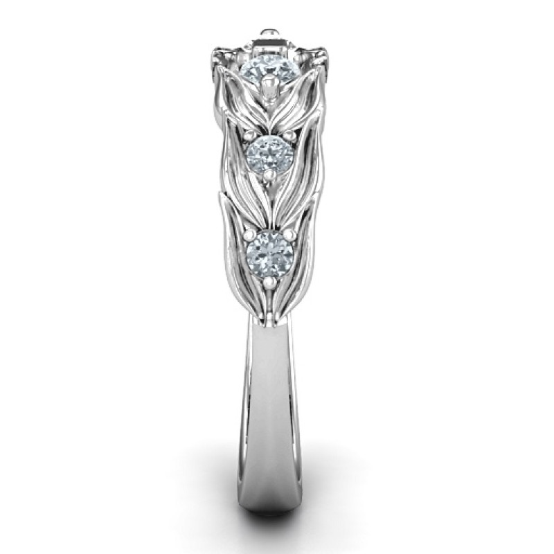 Leaves of Love six stone ring with leafy detailing