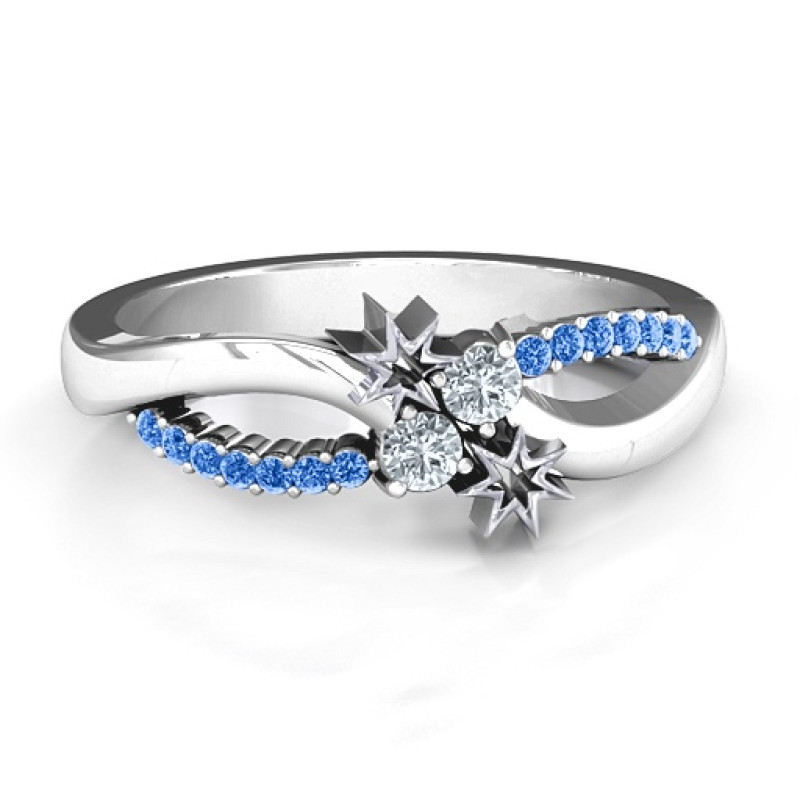Light Up My Life infinity ring with two birthstones and accent stones