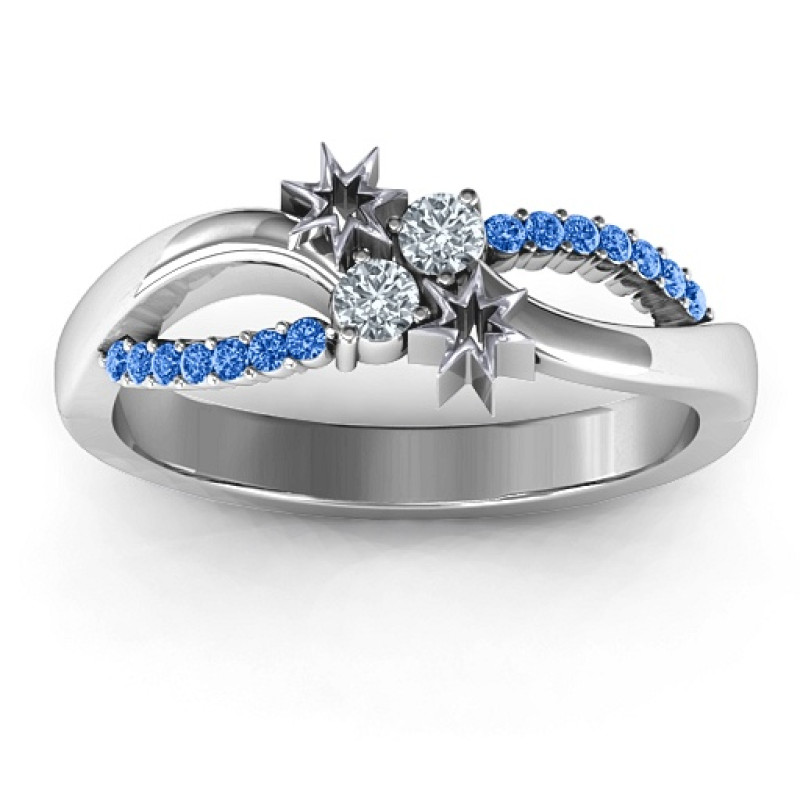 Light Up My Life infinity ring with two birthstones and accent stones