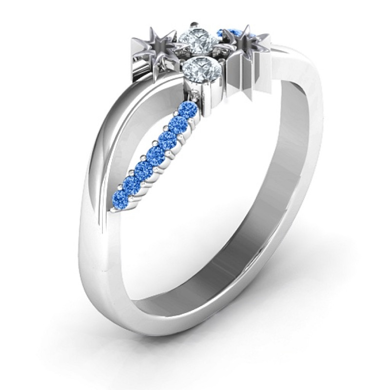 Light Up My Life infinity ring with two birthstones and accent stones