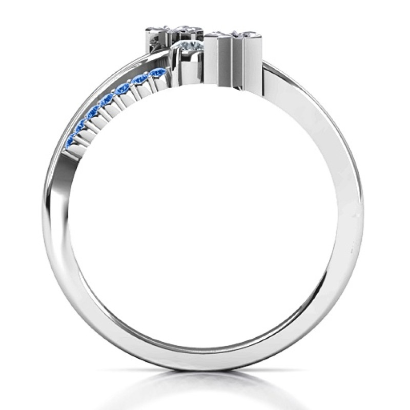 Light Up My Life infinity ring with two birthstones and accent stones