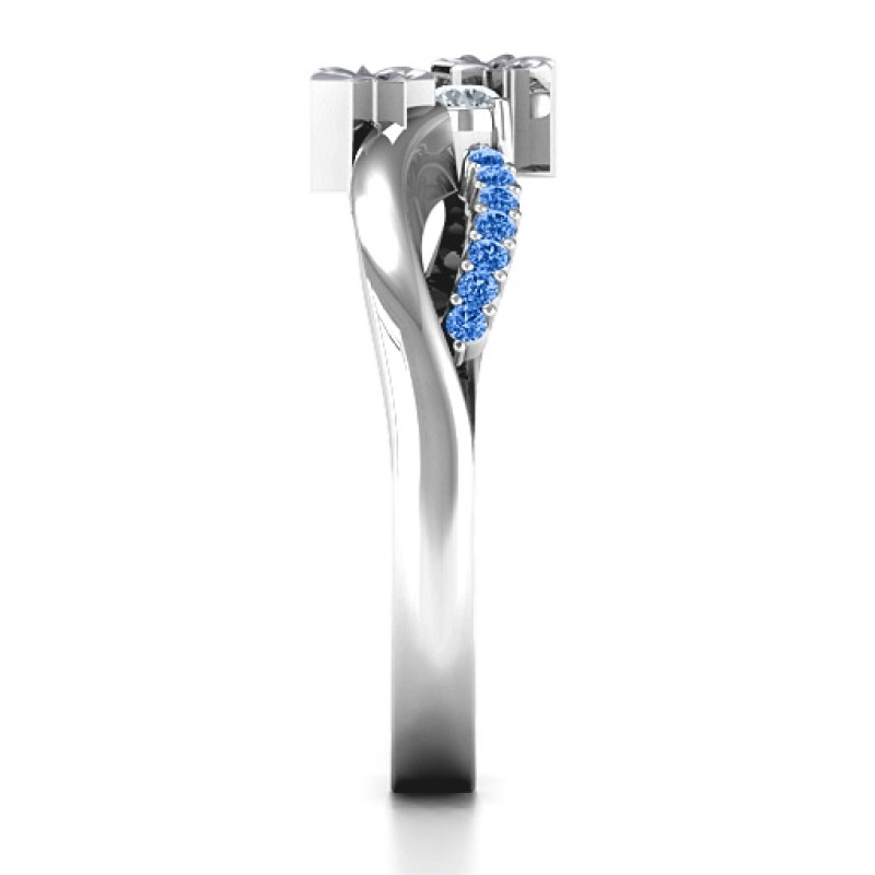 Light Up My Life infinity ring with two birthstones and accent stones