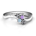 Light Up My Life Ring with two star details and birthstones