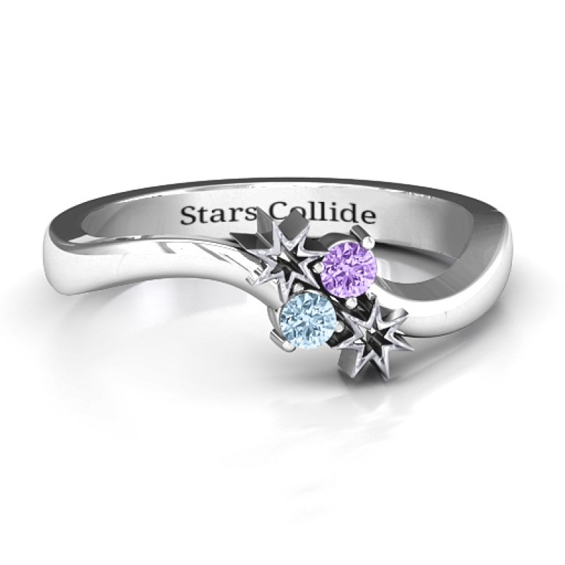 Light Up My Life Ring with two star details and birthstones