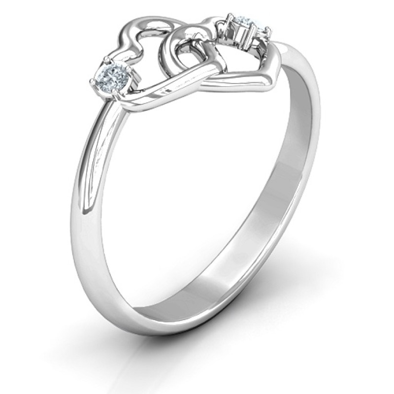 Linked in Love Ring linked heart detail
