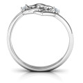 Linked in Love Ring with two round stones