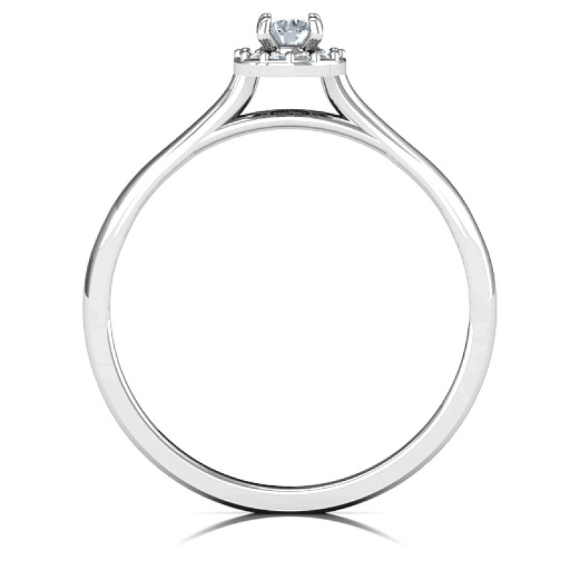 Little Luxury Halo Ring with round centre stone and halo accents