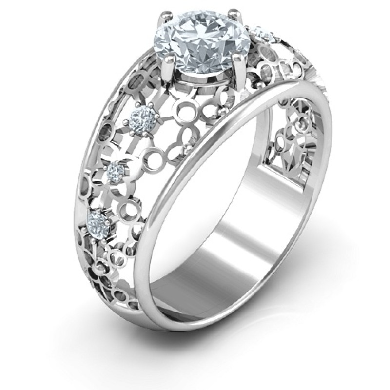 Looking at Love Ring Looking at Love Ring with round stones and latticework setting