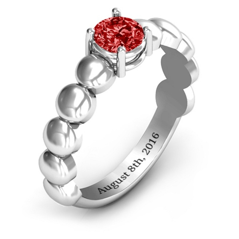 Love Story Promise Ring with round centre stone and circular side detailing