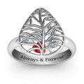 Lovely Lilac Cage Leaf Ring with heart-cut stone settings