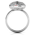 Lovely Lilac Cage Leaf Ring with heart-cut stone settings