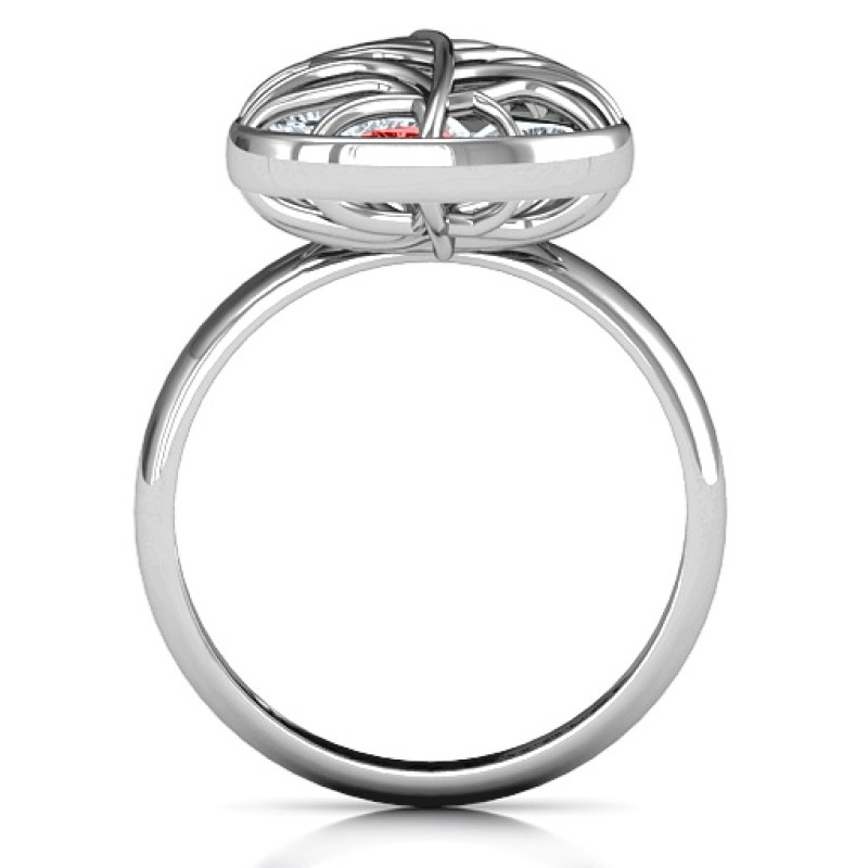 Lovely Lilac Cage Leaf Ring with heart-cut stone settings