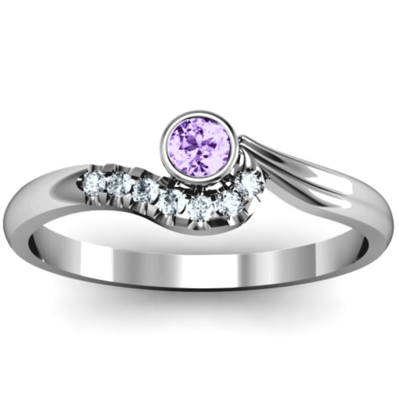 Low Wave Ring with Accents Low Wave Ring with Accents custom ring view