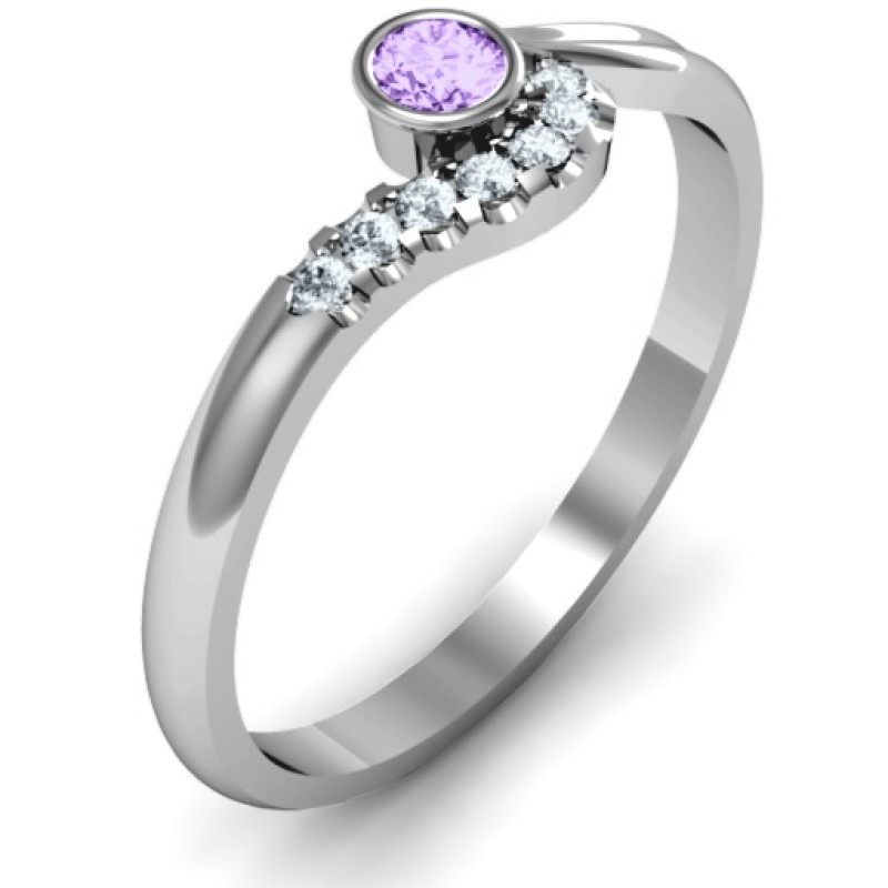 Low Wave Ring with Accents Detail Low Wave Ring with Accents ring detail view