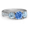 Three stone eternity ring with round centre, side and accent stones