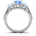 Majestic three stone eternity ring with round stones and accent details