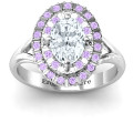 Margaret Double Halo Ring with oval centre stone and round accent stones