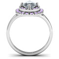 Margaret Double Halo Ring with oval centre stone and round accent stones
