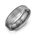 Men's Beveled Edge Brushed Centre Tungsten Ring Men's beveled edge tungsten ring with brushed centre