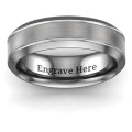 Men's beveled edge tungsten ring with brushed centre detail