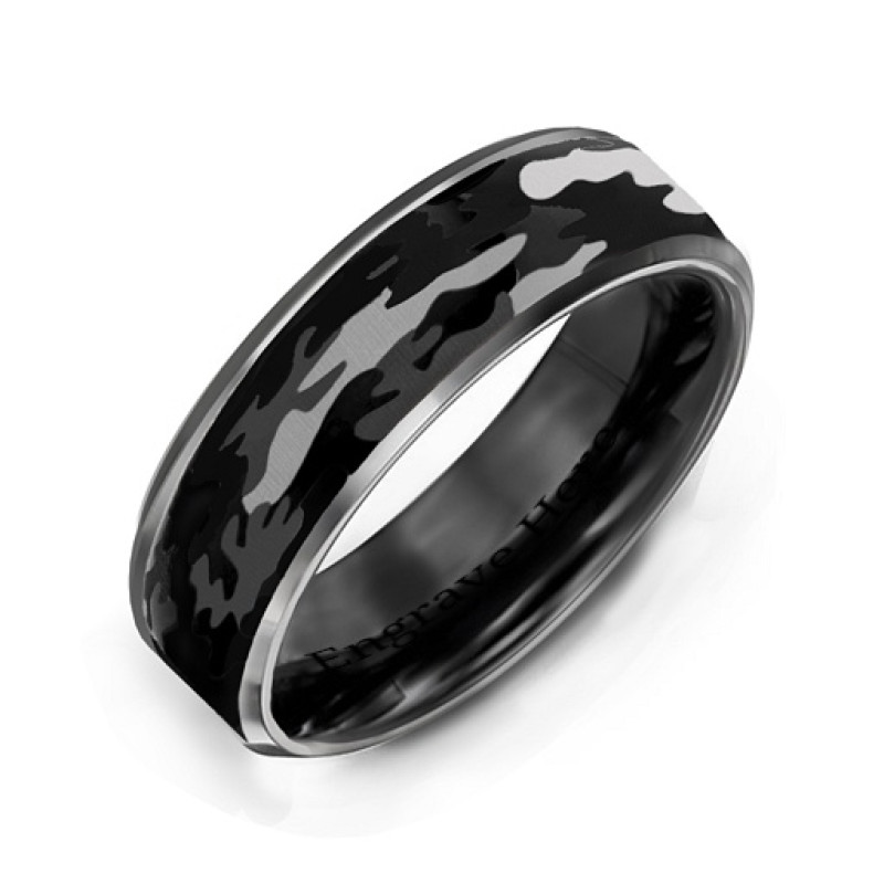 Men's Black Camouflage Tungsten Ring Men's black camouflage tungsten ring