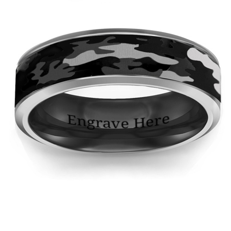 Men's Black Camouflage Tungsten Ring Men's black camouflage tungsten ring