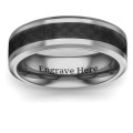 Men's Black Carbon Fiber Inlay Polished Tungsten Ring Men's polished tungsten ring with black carbon fiber centre inlay