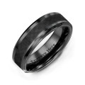 Men's Black Nightfall Ceramic Ring with black carbon fiber detail