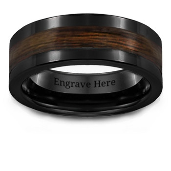 Men's Ceramic Ring With Wooden Inlay Men's Ceramic Ring With Wooden Inlay