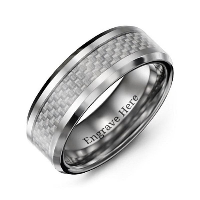 Men's Clear Carbon Fiber Inlay Polished Tungsten Ring Men's clear carbon fiber inlay polished tungsten ring