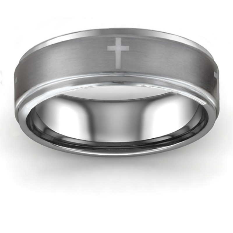 Men's cross and brushed centre ring view