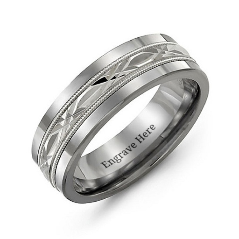 Men's Cut-Out XO Centre Tungsten Band Ring Men's cut-out XO centre tungsten band ring