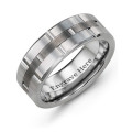 Men's grooved layers tungsten ring